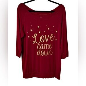 South Maine Red "Love Came Down" 3/4 Sleeve Top – Size Medium